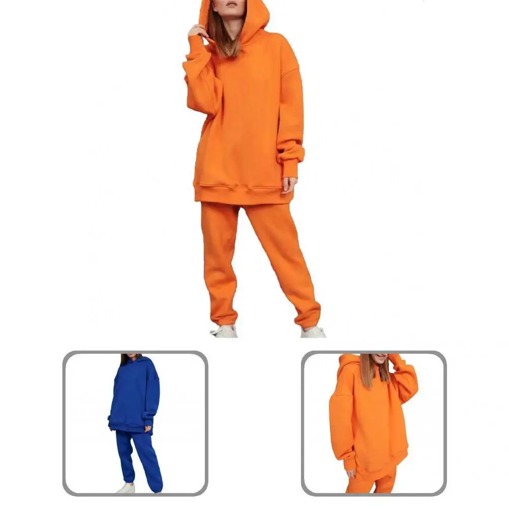 

Elastic Waist 2 Pcs/Set Trendy Casual Pants Suit Cuff Sleeve Autumn Tracksuit All Match for Work