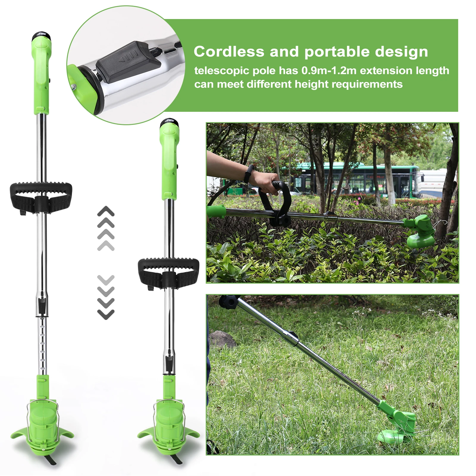 Беспроводная электрическая газонокосилка садовый триммер с аккумулятором 12 В 21