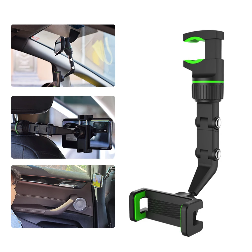 

Multifunction Rearview Mirror Mount Rotatable Scratch Prevention Car Phone Holder Bracket Universal Adjustable Vehicle Clip On