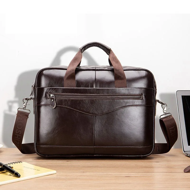 Мужской портфель кожаная деловая сумка мужской повседневная мужская первый слой