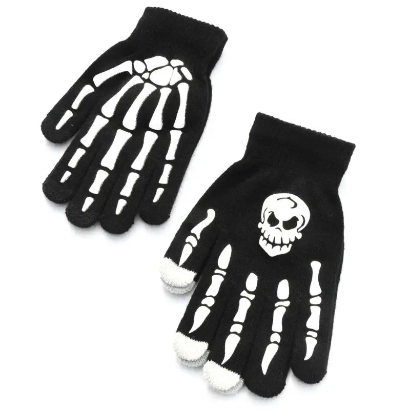 

Unisex Adult Children Winter Cycling Full Fingered Gloves Halloween Horror Skull Claw Skeleton Anti-Skid Rubber Outdoor Mittens