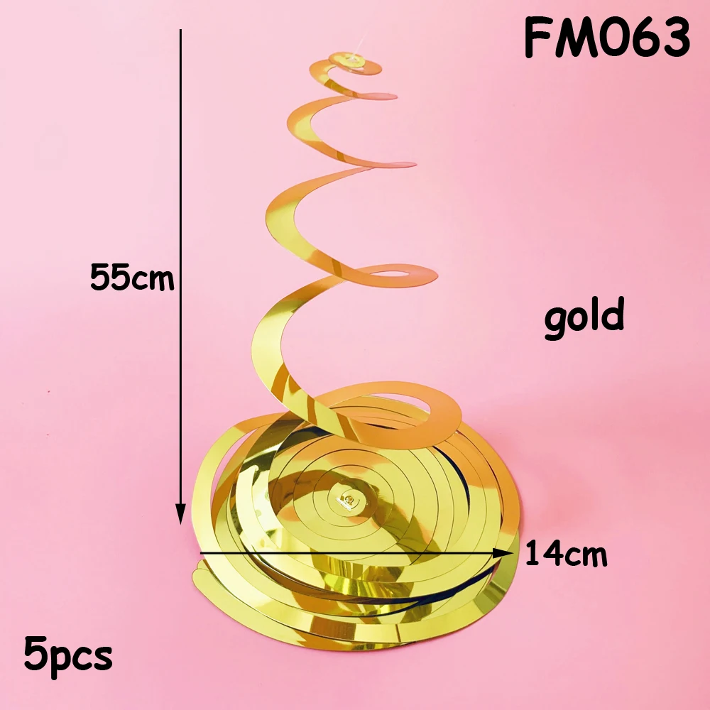 FM063 gold 5 шт. рождественские праздники спиральные Фольга украшения вечерние гирлянда к дню рождения завитки из фольги баннеры гирлянда 40-й день рождения украшения - Цвет: FM063 gold