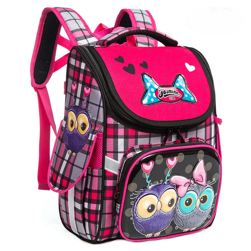 Kids Backpack Children School Bags for Boys Girls Cute Cartoon Owl Car Big Capacity Orthopedic Bag 1-3 Primary School Backpacks