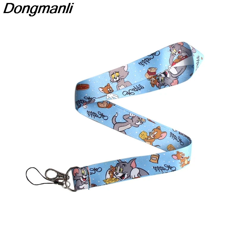 PC201 Кот брелок шнур значок ID карабином новые стильные тесёмки оптом/Мобильный