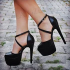 BERZIMERженские туфли-лодочки на платформе; Босоножки с открытым носком на высоком каблуке с перекрестными ремешками; Вечерние женские туфли унисекс; Женская обувь; Большие размеры 46, 50, 51, 52