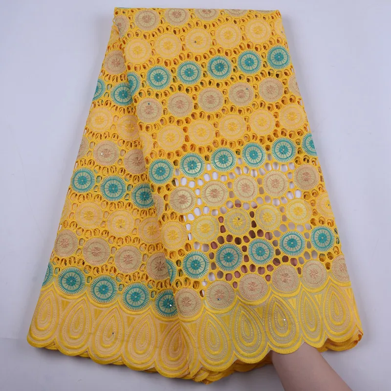 Черная африканская сухая кружевная ткань из 100% хлопка 2020 Высококачественная