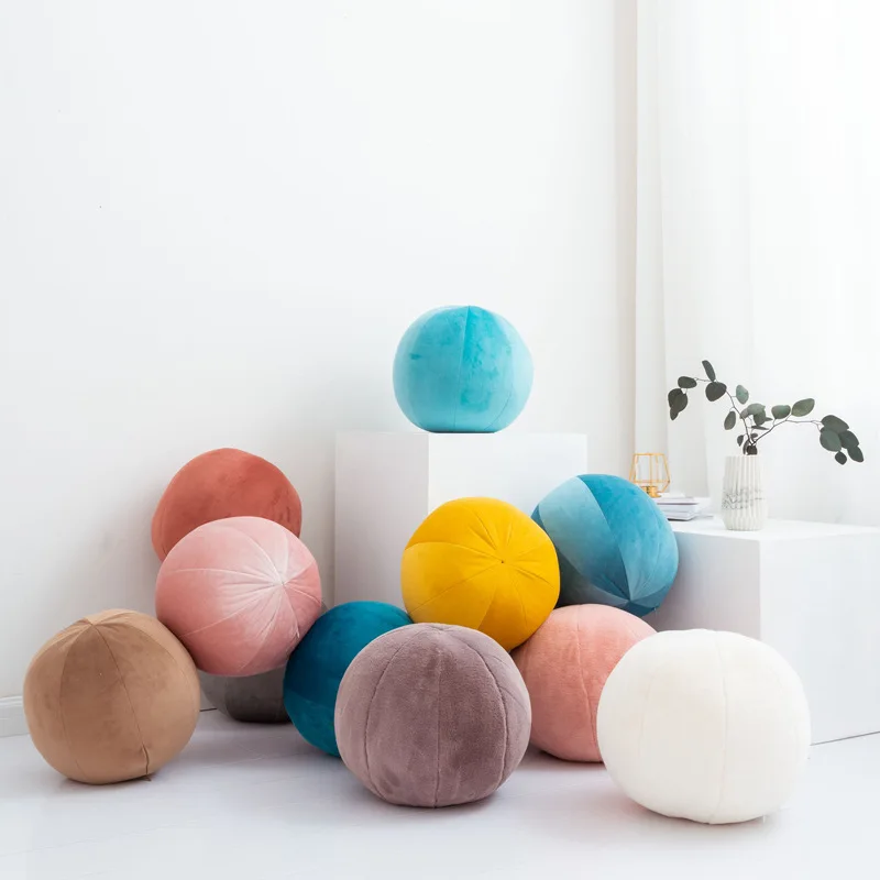 

Nordic Velvet 8-petal Dark Sewn Pure Color Round Cushion Futon Decorative Circular Pillow In Home Model Room With Pillow Core