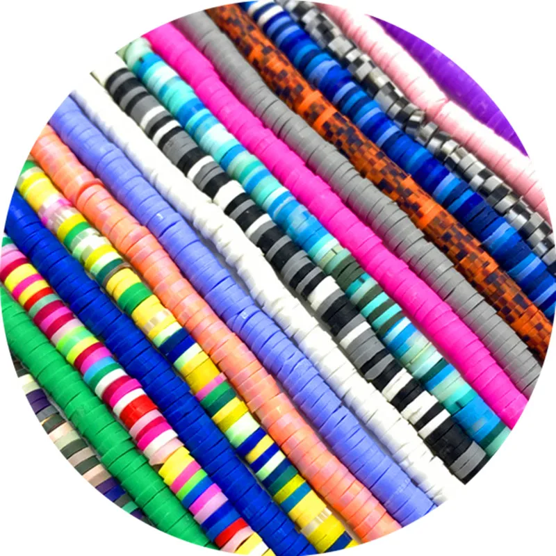 Бусины из полимерной глины плоские круглые с отверстием россыпью 16 дюймов около