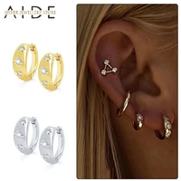 aide fashion anise star pattern hoop earrings for women girl round zircon pave piercing earings silver 925 jewelry kolczyki
