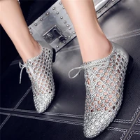 women lace up genuine leather flats heel ankle boots female hollow round toe loafers low top platform oxfords shoes casual shoes
