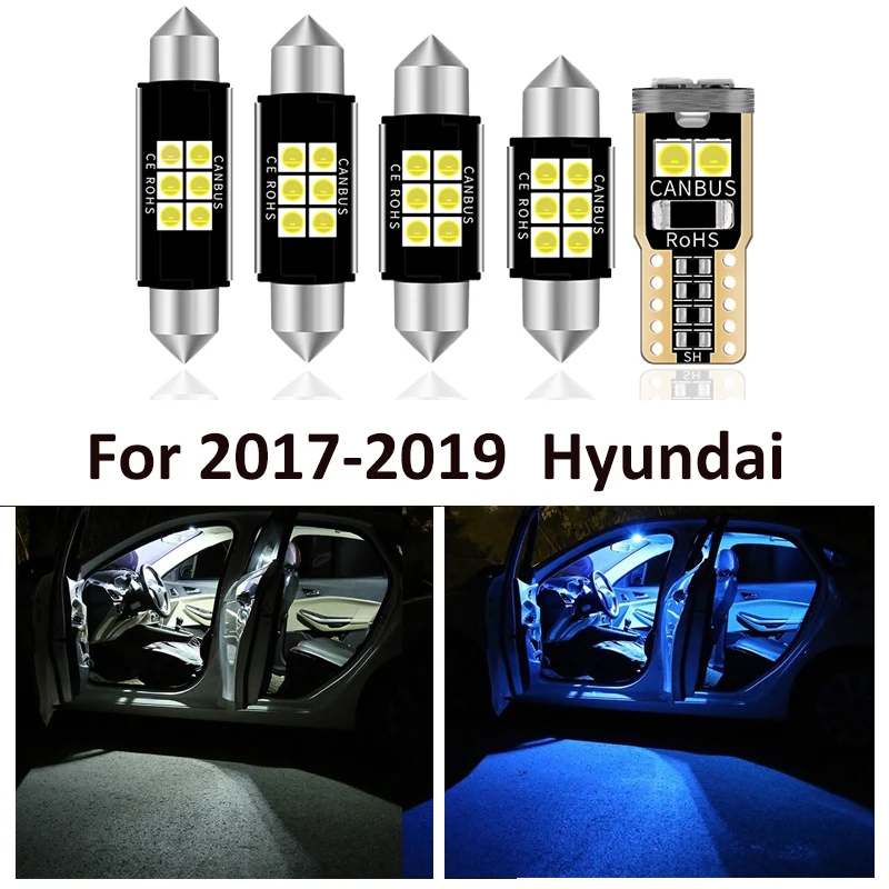 

12 Pcs Car White Interior LED Light Bulbs Package For 2017 2018 2019 Hyundai Tucson High Quality Map Dome License Lamp Styling