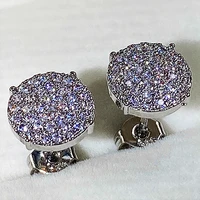huitan minimalist small stud earrings with shiny cubic zirconia stone statement earrings for women fancy gift new trendy jewelry