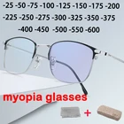 Очки для близорукости для мужчин и женщин, деловые ультралегкие оптические аксессуары в половинчатой оправе, с защитой от усталости и близорукости, синие