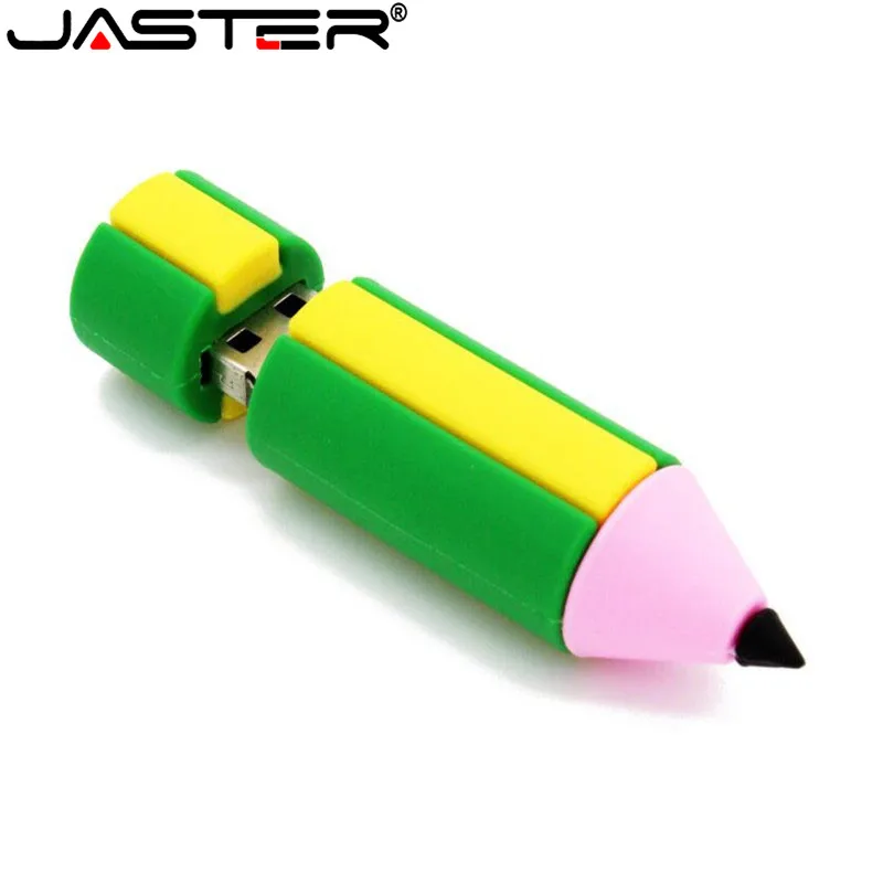 JASTER флеш-накопитель 64 ГБ, мультяшная флешка, силиконовый карандаш, 4 ГБ/128 ГБ, флеш-диск USB 2,0, флеш-карта памяти, мини-флешки