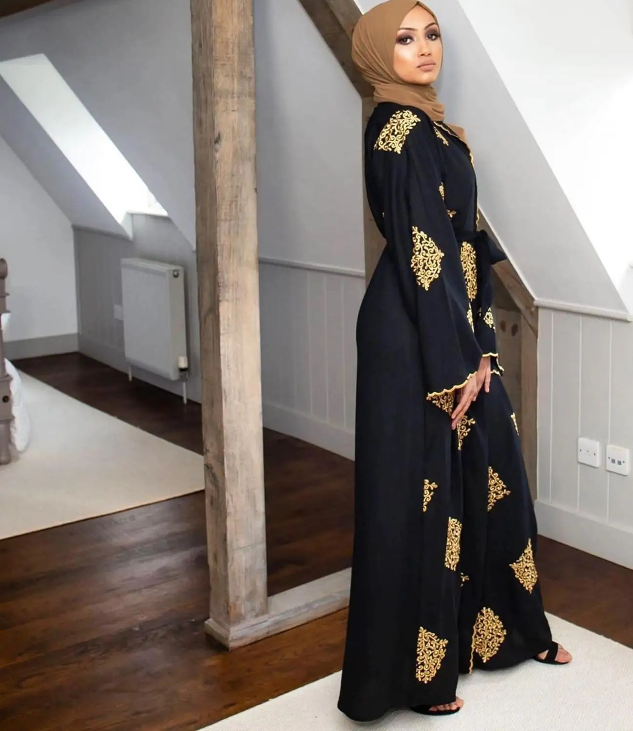 Элегантное мусульманское платье с вышивкой Abaya Vestidos вечерние кимоно кардиган