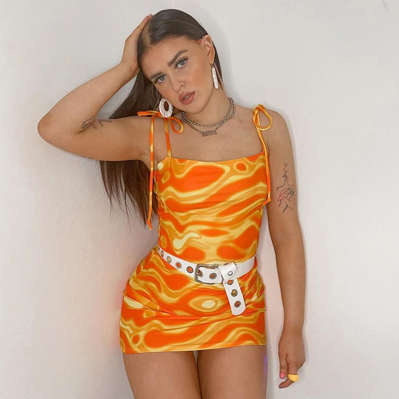 

Rockmore Tie Dye Summer sleeveless Mini Dress Women'S Clothing Sexy Bodycon Party Dresses Boho Beach Short Sundress y2k Vintage