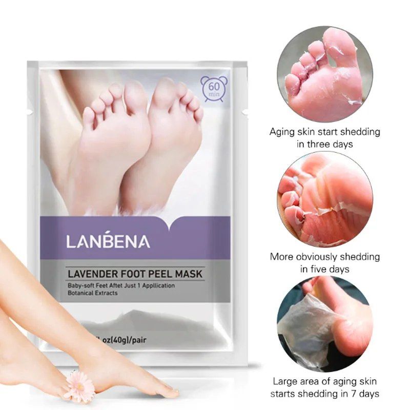 

LANBENA Lavender Exfoliating Foot Mask Pedicure Socks Exfoliation Feet Mask Remove Dead Skin Heels Foot Peeling Foot Care Mask