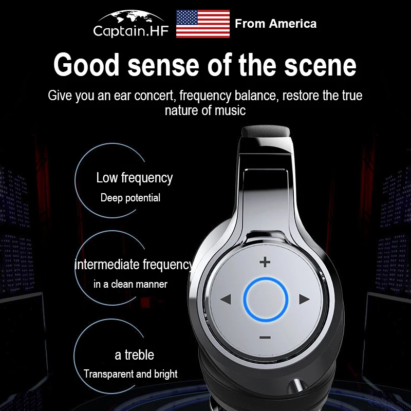 

US Captain Zealot B22 Over-ear Bluetooth Headphones Stereo Wireless Headset with Microphone Support Aux-in