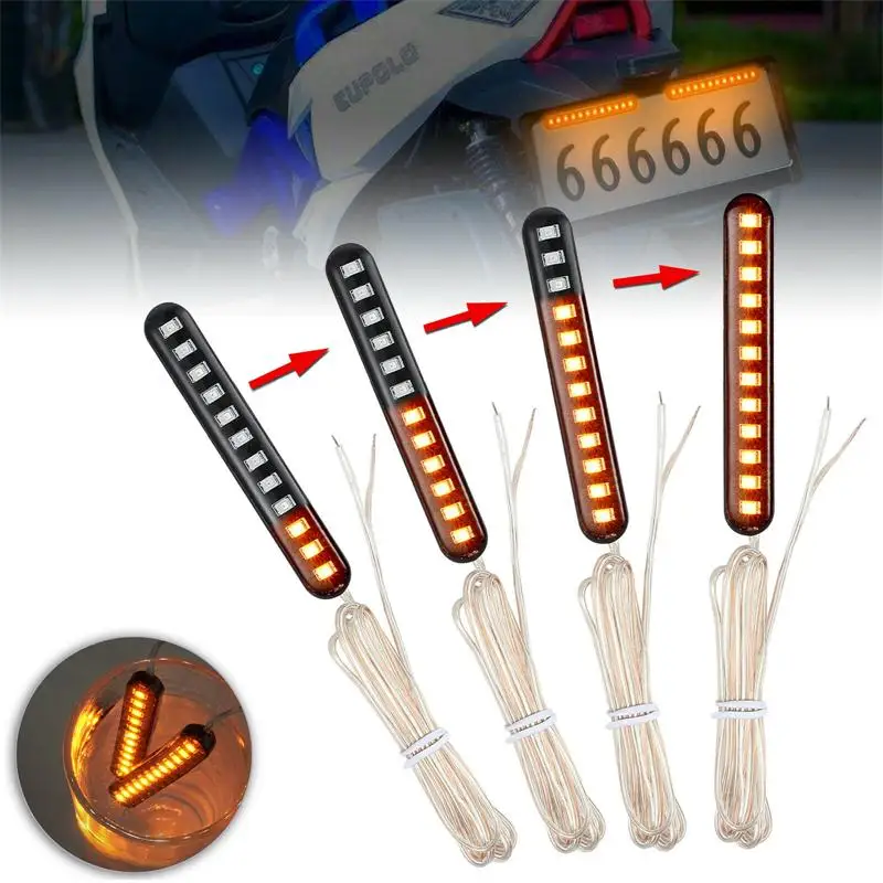 Универсальный светодиодный фонарь для мотоцикла 2 шт. с поворотными сигналами 12 В