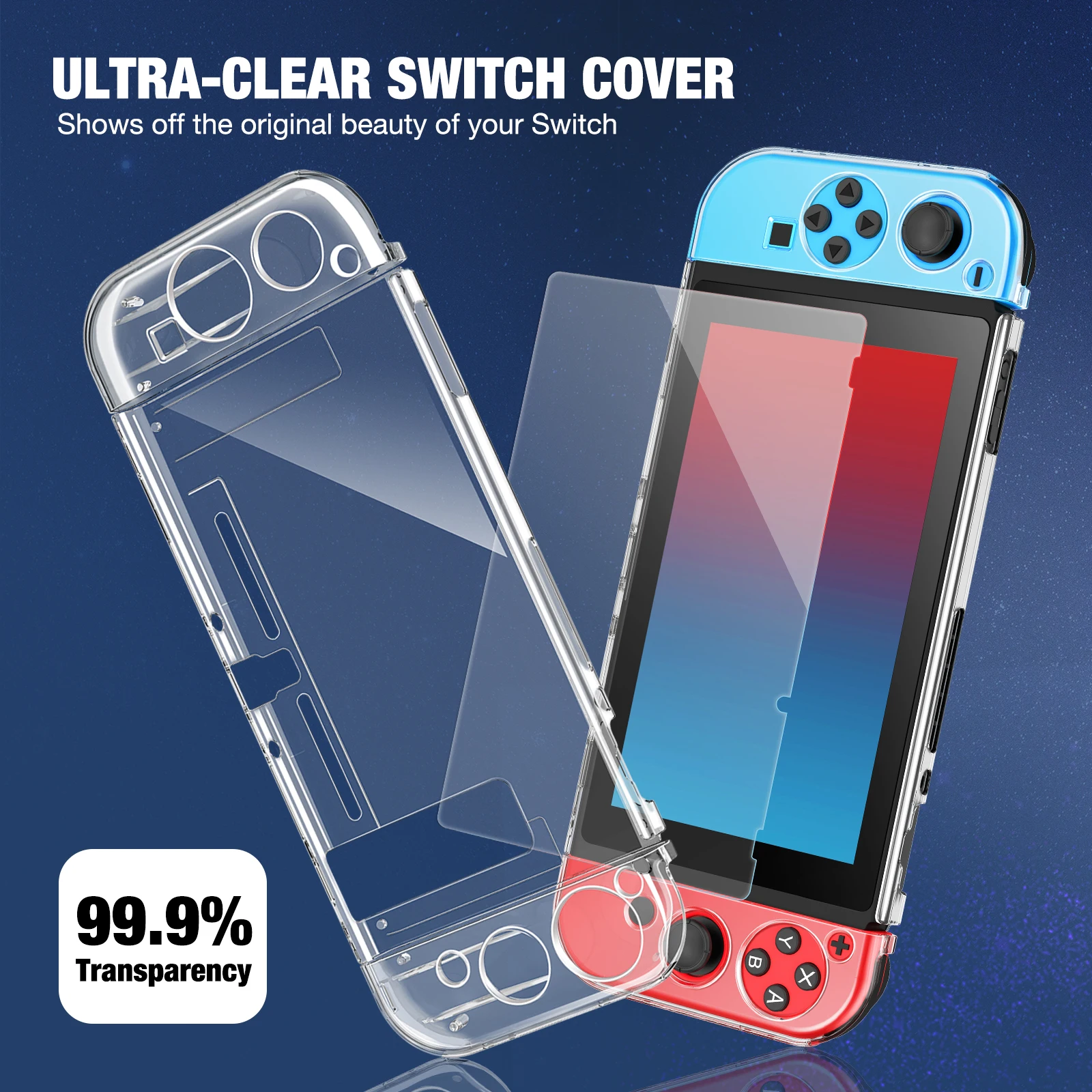 Прозрачный защитный чехол для Nintendo Switch с закаленным стеклом защита экрана 6 шт.