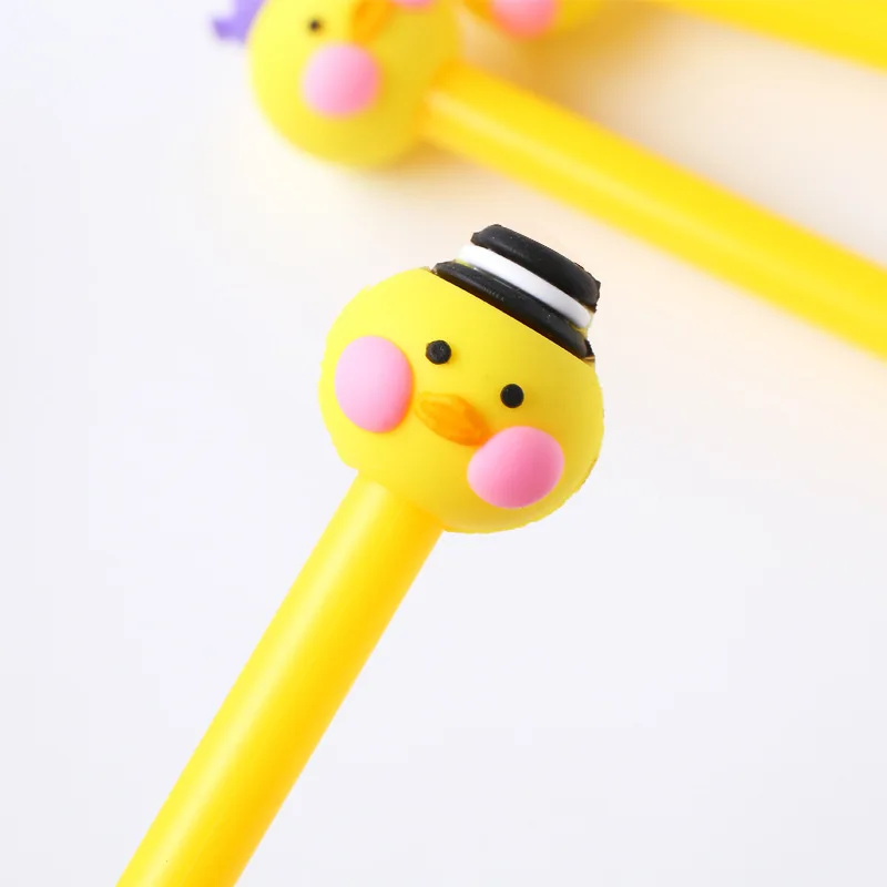 4pcs Kawaii Cartoon Duck 0.5mm Black Ink Gel Pen Marker School Office Supplies Student Exam Writing Drawing Stationery Gift | Канцтовары