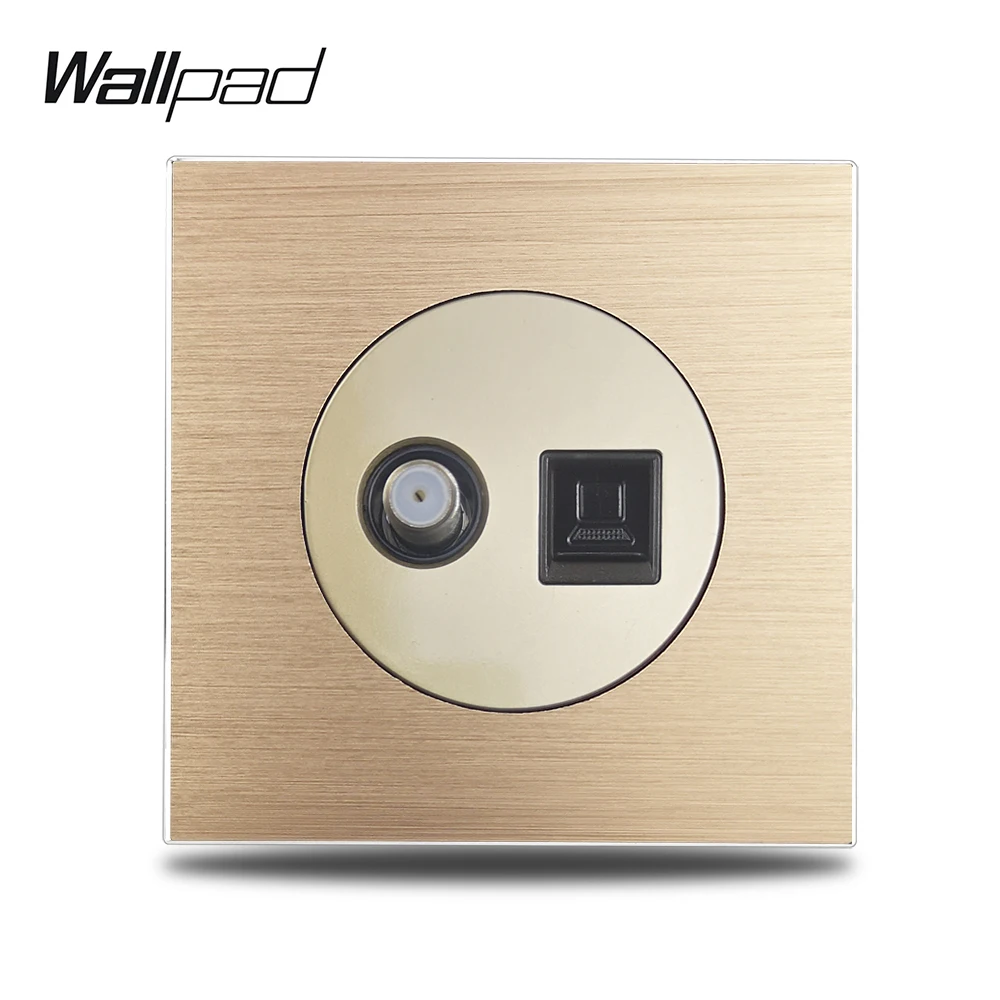 Настенная розетка Wallpad L6 с золотой антенной для спутникового ТВ Интернета