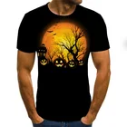 Футболка мужская с коротким рукавом и круглым вырезом, модная рубашка с 3D принтом в стиле Харадзюку, с серией ужасов на тему Хэллоуина и тыквы, уличная одежда, 3 ДТА