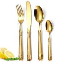 304 stainless steel cutlery set kitchen tableware wheat ear embossed western knife fork dinnerware coffee spoon teaspoons