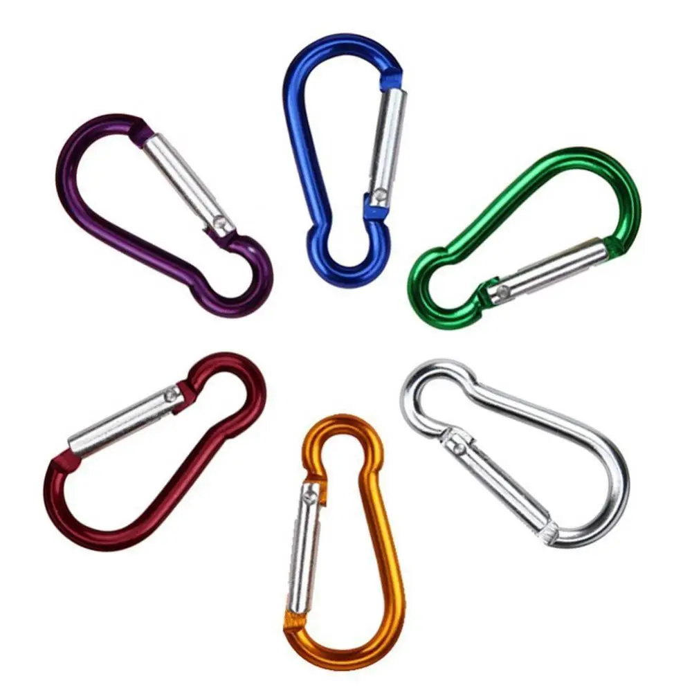 

2Pcs Aluminum Alloy D Shaped Carabiner Spring Snap Clip Hooks Climbing Keychains With a spring loaded gate for Outdoor