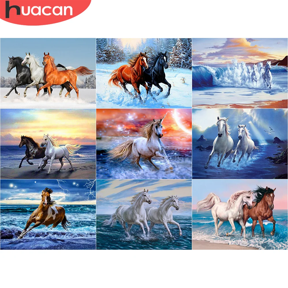 

HUACAN Animal Diamond Painting Rhinestones Pictures Diamond Mosaic Cross Stitch Horse DIY 5D Full Square Drill