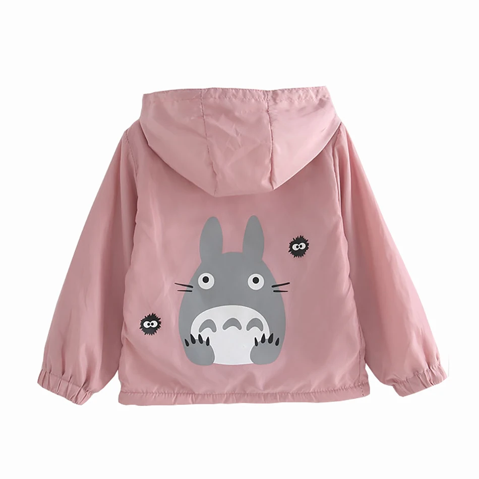 Girls Windbreaker Clothes Hooded Cartoon Print Spring Autumn Children Casual Outwear Clothing Jackets For 2-7 Years Kids | Детская