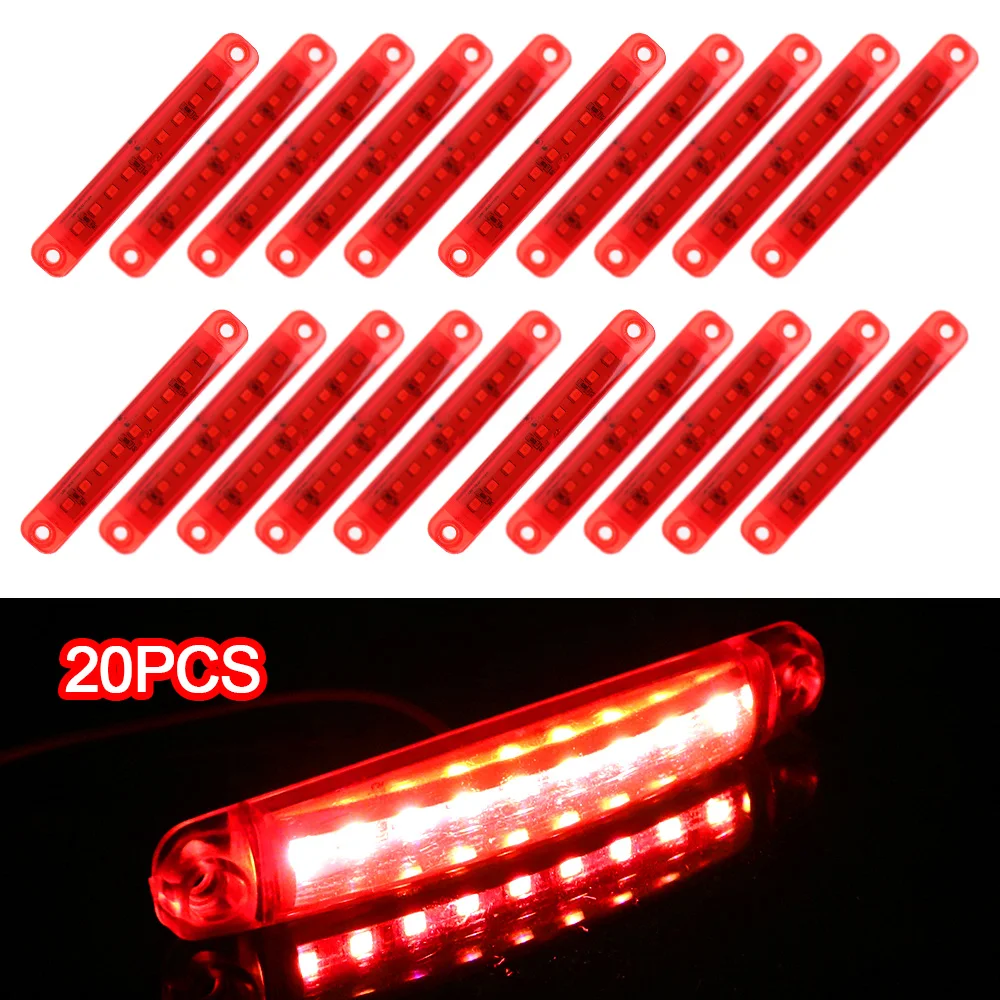 

LEEPEE 20Pcs/set 9 LED 24V Side Marker Lights Red Lamps For Bus Truck Trailer Tail indicators Parking Lights Parking Lights