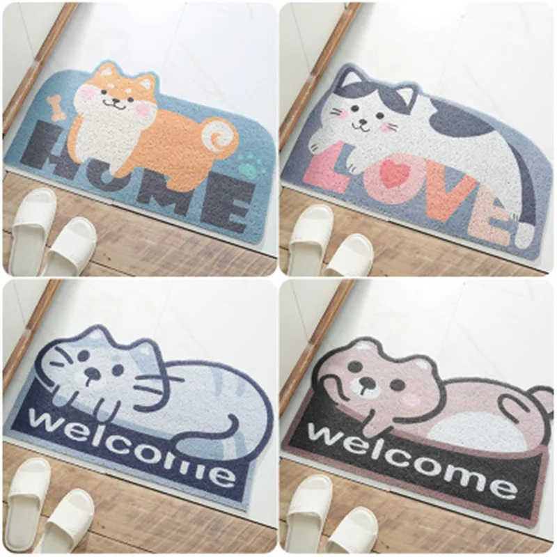 

Bath Mats Cute Animal Footpad Wire Loop Non-slip Door Mat Corridor Front Door Entrance Mat Home Kitchen Scraping Dust Carpets