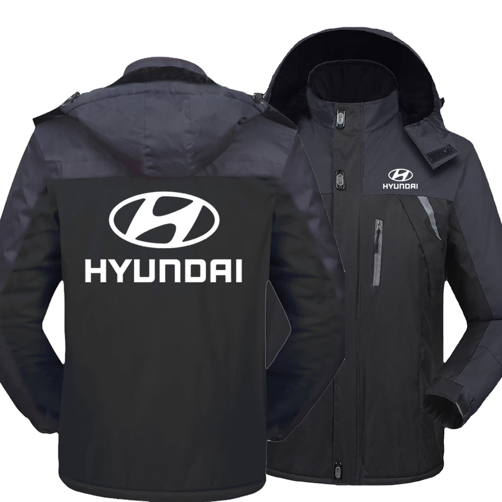 

2021 New Winter Hyundai Logo Men's Windproof Hooded Jackets Thick Warm Coats Male Outwear Mountaineering Overcoat Windbreaker