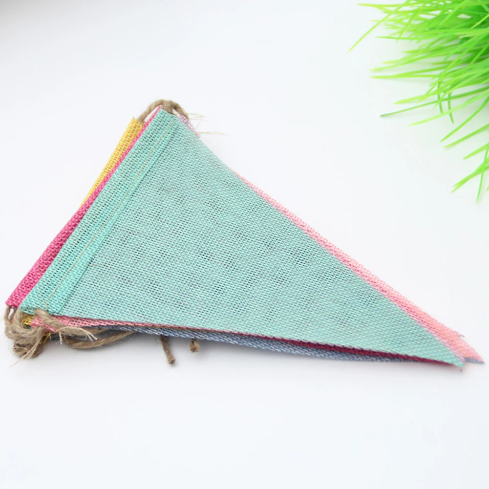 

Handmade Fabric DIY Decorative Wedding Party Bunting Birthday Ornament Banner Colorful Anniversary Hanging Triangles Flag