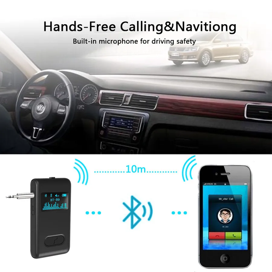 Bluetooth 5.0 Audio Receiver LCD Display Jack RCA AUX 3.5 3.5mm Stereo Music Wireless Adapter with Mic for Speaker Car Auto ON |