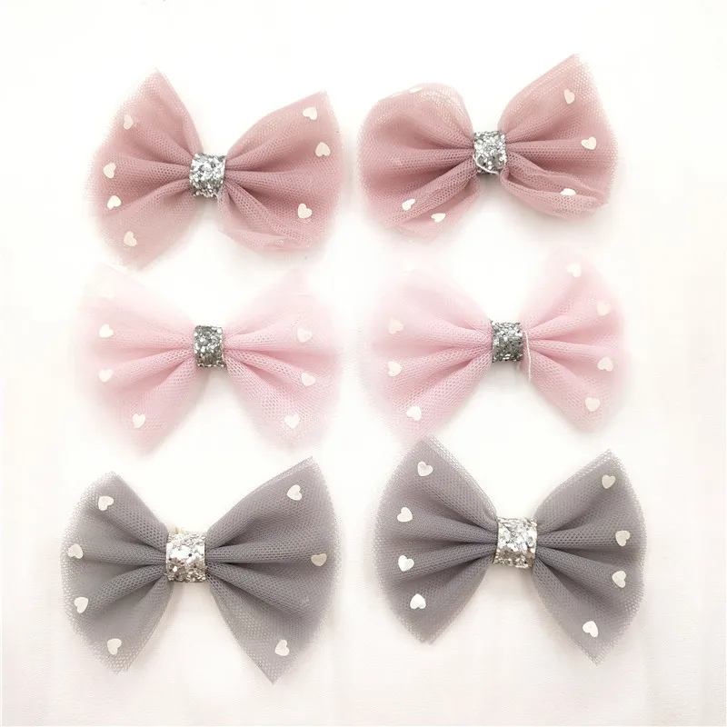 

30 шт./лот 7,5*6 см сетчатый тканевый бант мягкая аппликация для «сделай сам» головной убор заколки для волос Декор Детская одежда аксессуары н...