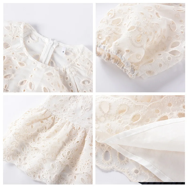 

2021 spring and summer new hollowed-out flounce skirt lace hollowed-out temperament waist skirt
