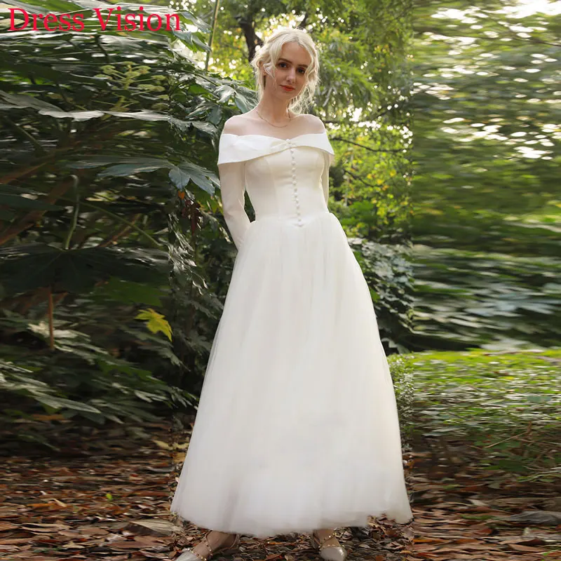 

Suknia ślubna атласная одежда с длинным рукавом свадебное платье Vestidos De Noiva Robe De Mariée Праздничное Платье De Casamento