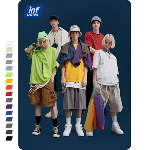 INFLATION летние мужская одежда футболка мужская Хлопковые негабаритные модные футболки в стиле хип-хоп, яркие цвета, футболка, однотонная свободная Базовая футболка унисекс, футболки для супружеской пары 8193 S