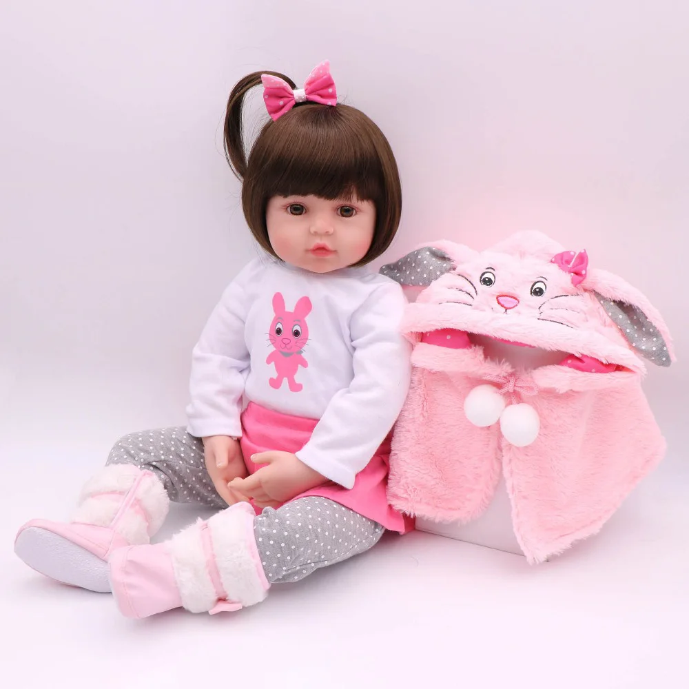 

Reborn Doll 43cm Soft Silicone Reborn Toddler Baby Dolls Com Corpo De Silicone Cute Christmas Gifts Doll Boneca Toys OO50CS
