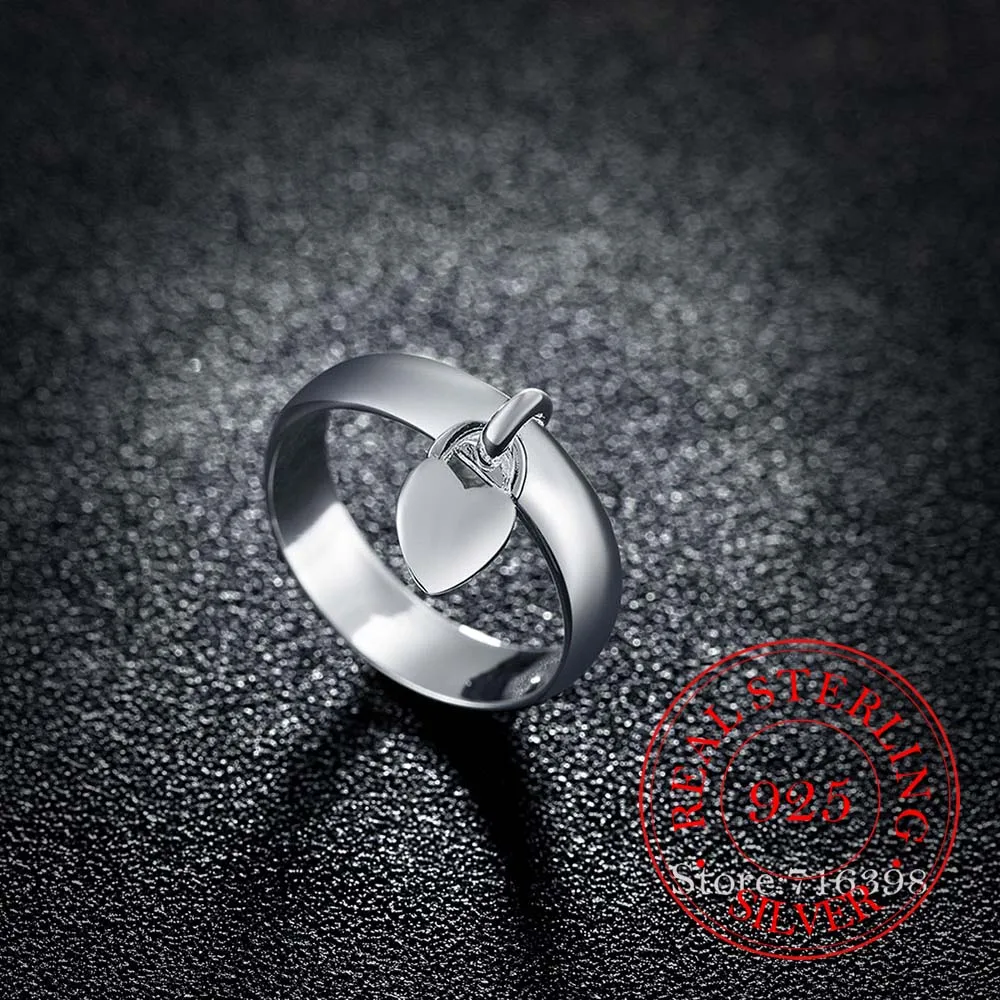 

High Quality 925 Sterling Silver Jewelry Heart Lock Shaped Silver Rings for Women Men 2020 Romantic Love Couple's Rings Gift/fa