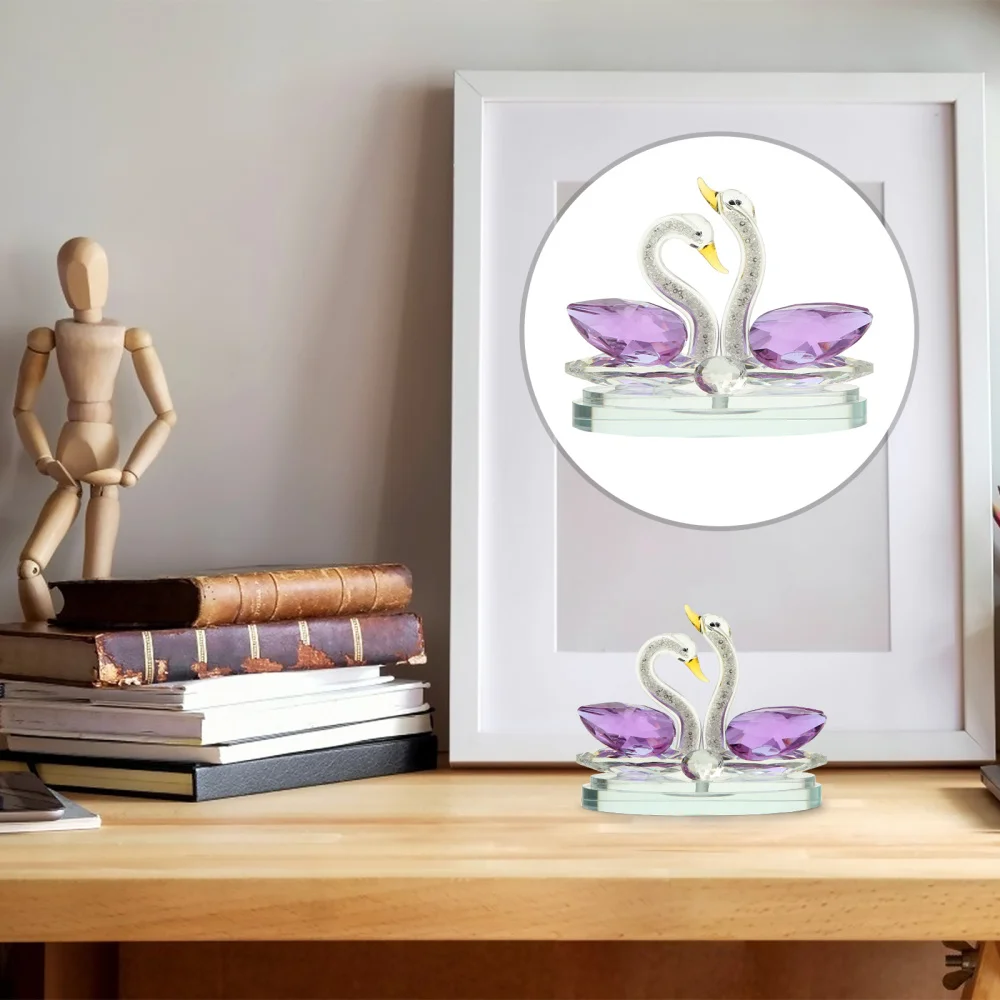 

Purple Crystal Swan Stand Crystal Swan Statue Creative Crystal Swan Figure
