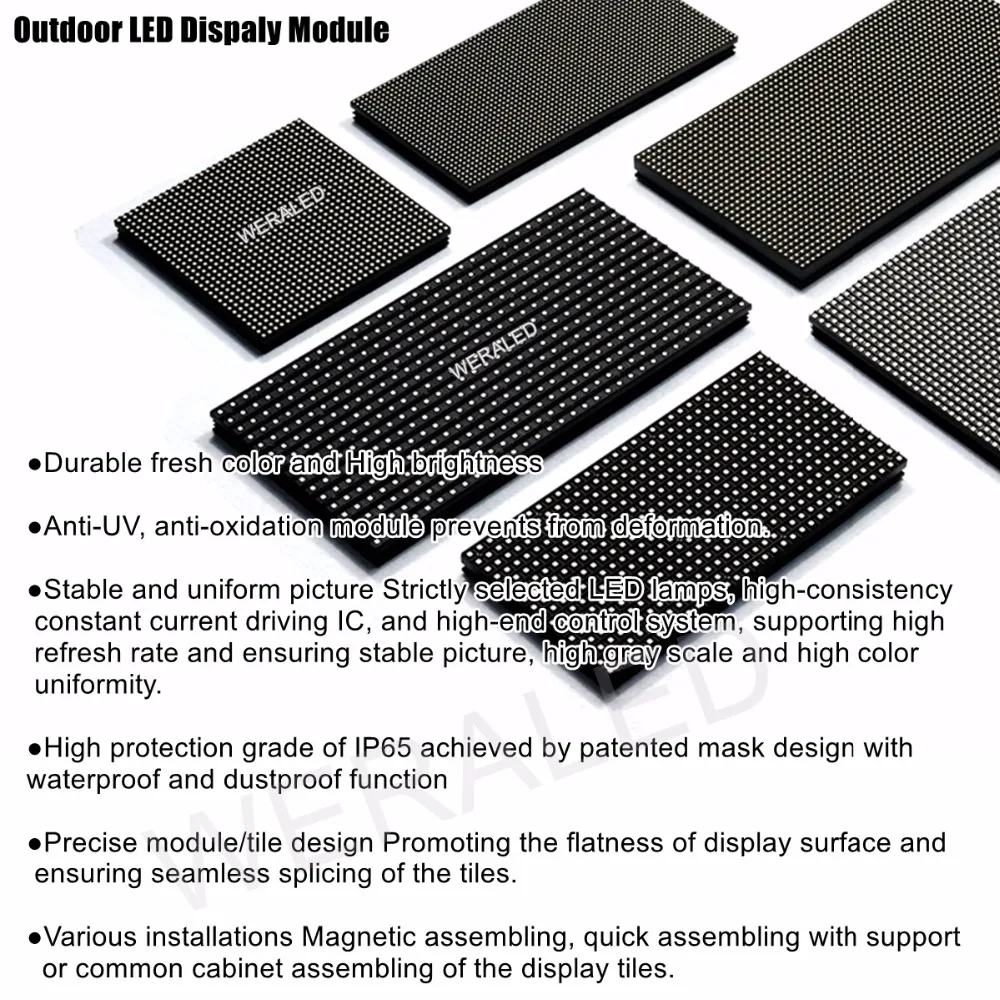 WERALED P4 P5 P6 P8 P10 открытый светодиодный модуль HUB75B Порты, SMD 3-в-1 полный Цвет светодиодный видео стены Дисплей Панель блок IP65