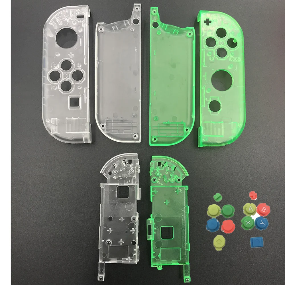 Clear ClearGreen 10 комплектов пластиковый чехол Joy Con для nintendo Switch, прозрачный пользовательский контроллер, цветные кнопки - Цвет: Clear ClearGreen