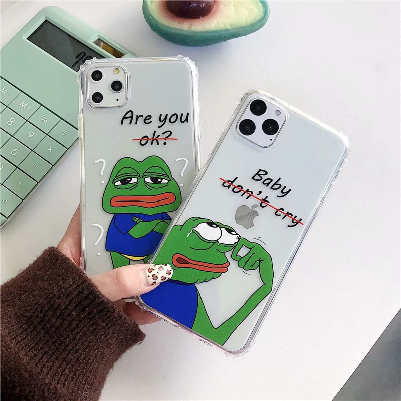 Отрицательный мягкий чехол с грустной лягушкой для iPhone 11pro Max X XR XS 6 7 8 Plus