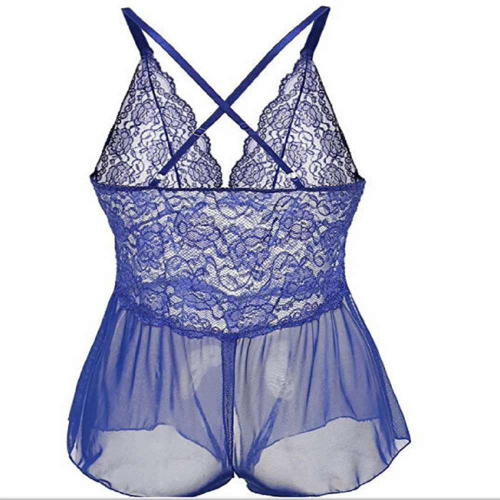 Женская ночная бельевая сорочка с глубоким V-образным вырезом без рукавов из кружевного материала с трусиками G-String, мягкая и комфортабельная.