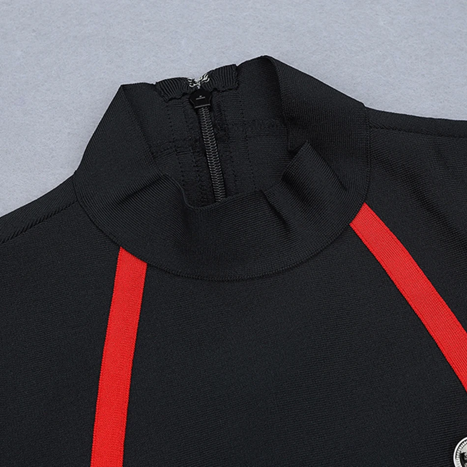 Женский бандажный комбинезон черный с длинным рукавом и пуговицами на лето