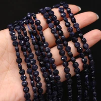 blue sand natural semi precious stone oblate section beads stone 6mm for diy necklace earrings accessories gift length 38cm