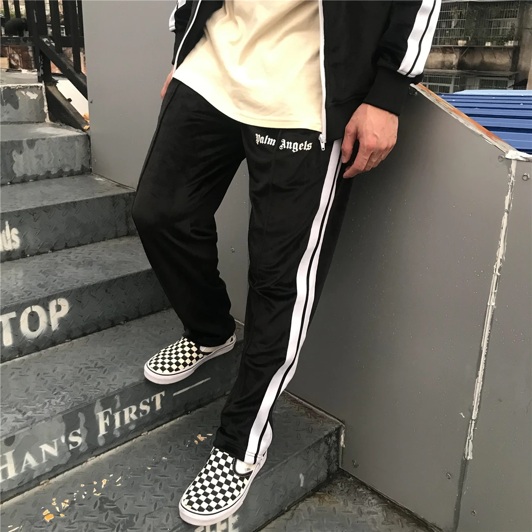 

Palm Angels Velvet Striped Side Zipper Men's and Women's 000652656569